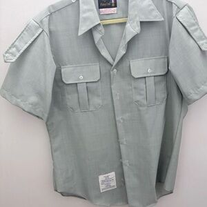 Vintage USAF Shade 415 AG 469 Green Short Sleeve Uniform Flying Cross  Size 17